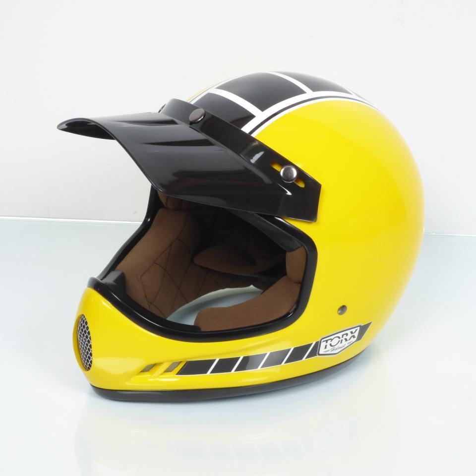 Casque pour moto cross vintage Torx Brad Legend Racer Yellow Shiny Taille M jaune