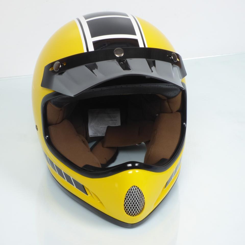 Casque pour moto cross vintage Torx Brad Legend Racer Yellow Shiny Taille XL jaune