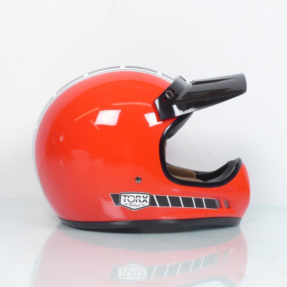Casque pour moto cross vintage Torx Brad Legend Racer Red Shiny Taille M rouge