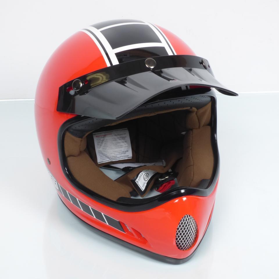 Casque pour moto cross vintage Torx Brad Legend Racer Red Shiny Taille M rouge