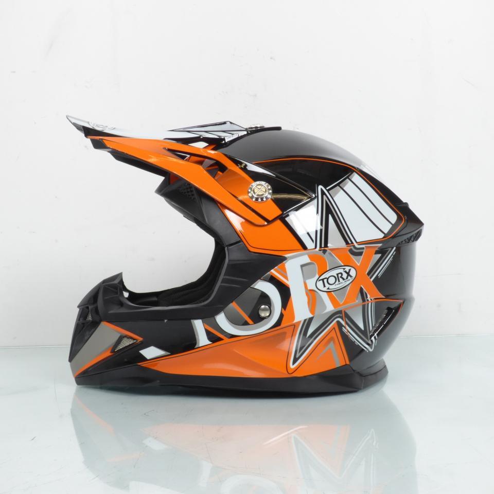 Casque de motocross orange pour enfant Torx Peter Taille M intégral Neuf