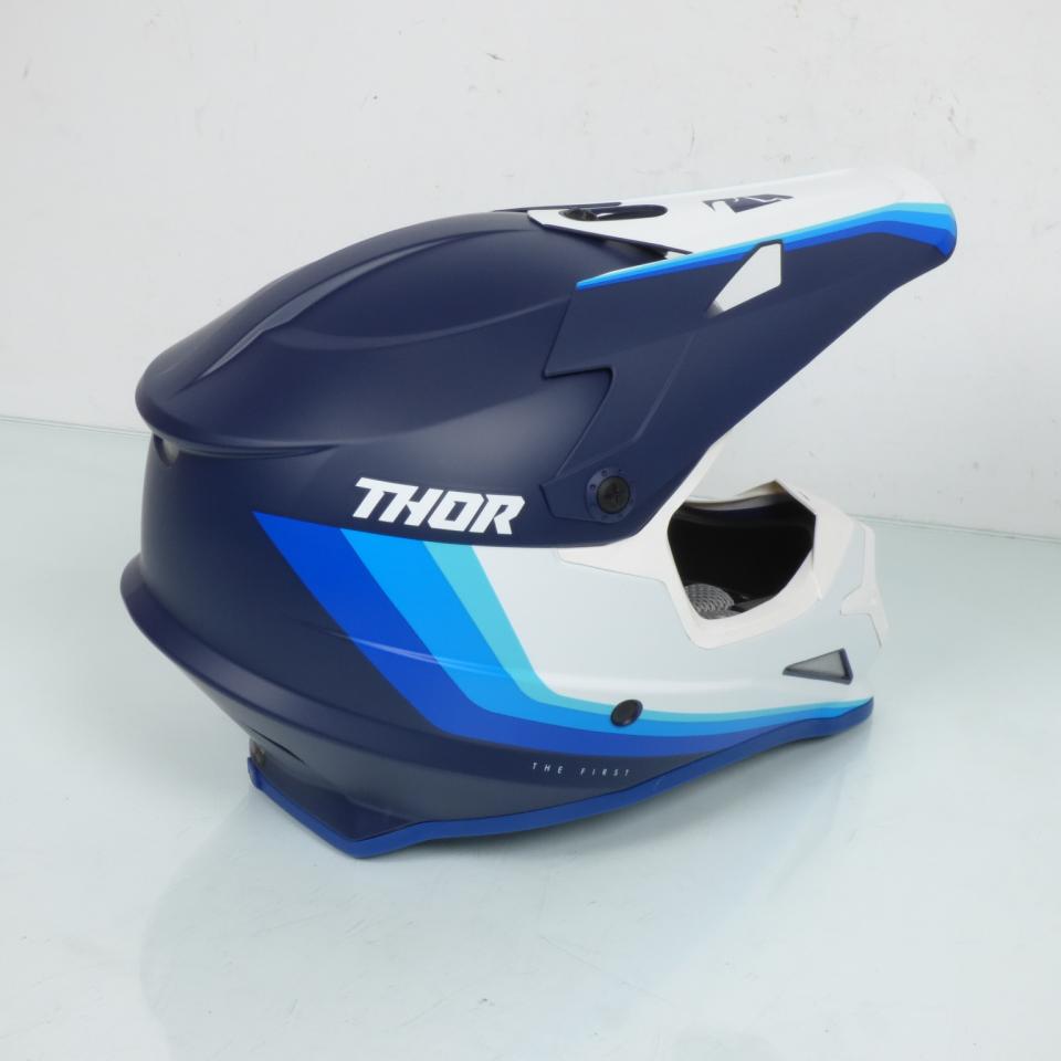 Casque moto cross enduro blanc bleu Thor Sector pour homme / femme Taille L Neuf