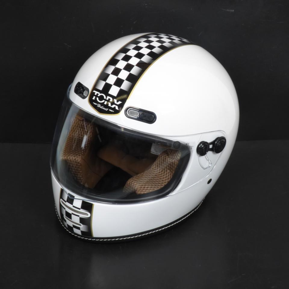 Casque de pour moto route vintage Torx Barry Legend Racer White Shiny Taille M blanc