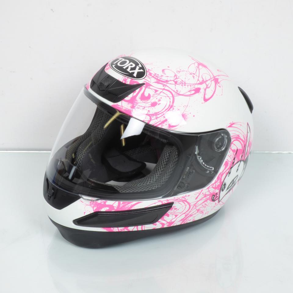 Casque intégral de moto blanc et rose pour enfant Taille S 48cm Torx Bobby Bee