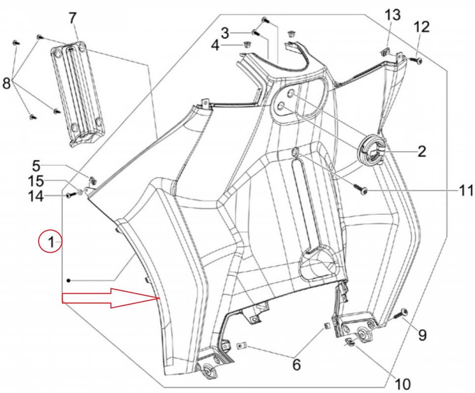 Tablier arrière pour scooter Piaggio 125 MP3 2006-09 653705000C 623071 Noir Neuf