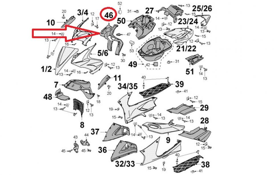Tablier AR pour scooter Peugeot 50 Jet force TDSI 1174772500 766128N Neuf