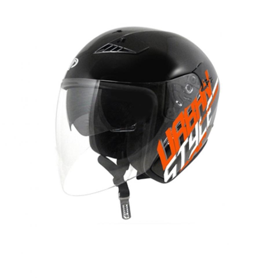 Casque jet homme femme UP Suburban Black shiny orange Taille L 59-60cm pour moto