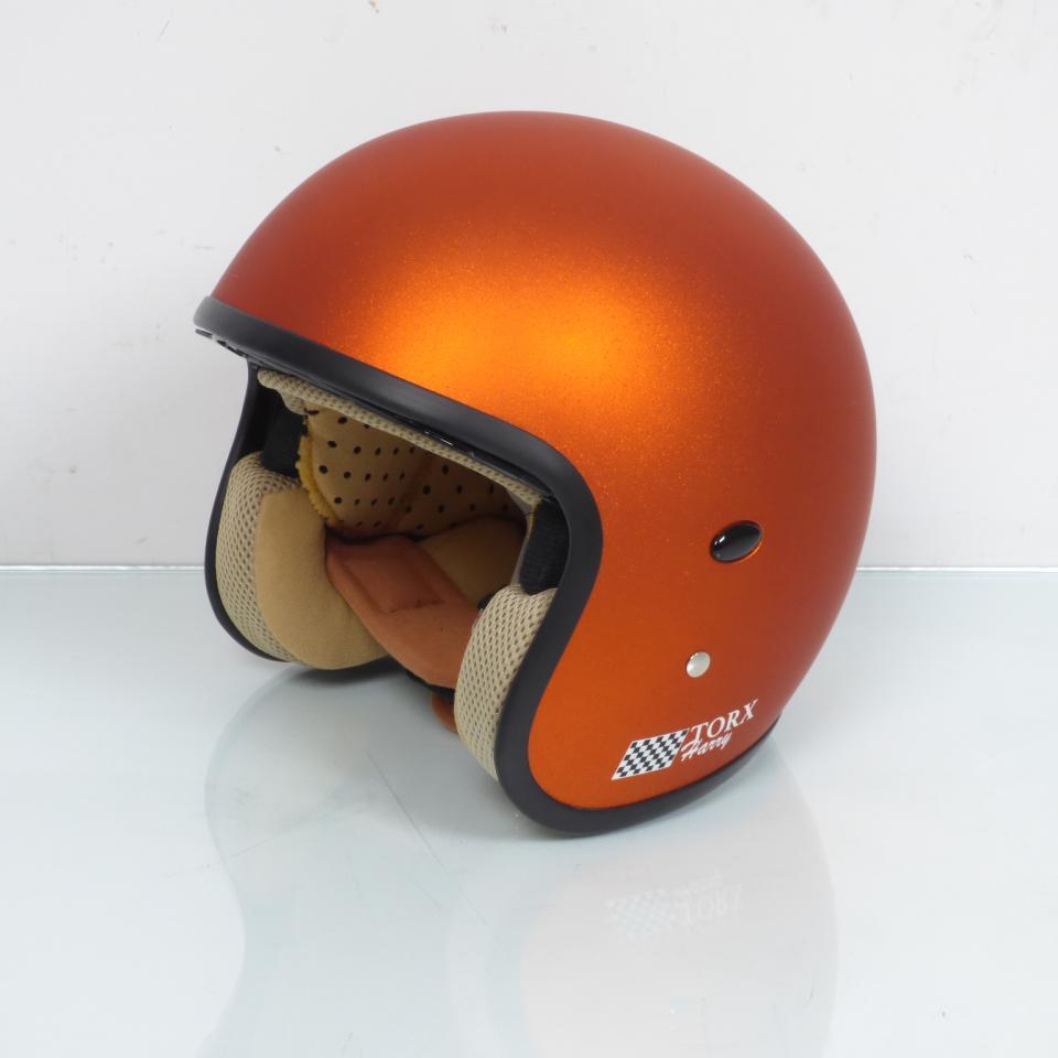 Casque moto jet Torx Harry Glitter Matt orange pour homme / femme Taille M Neuf