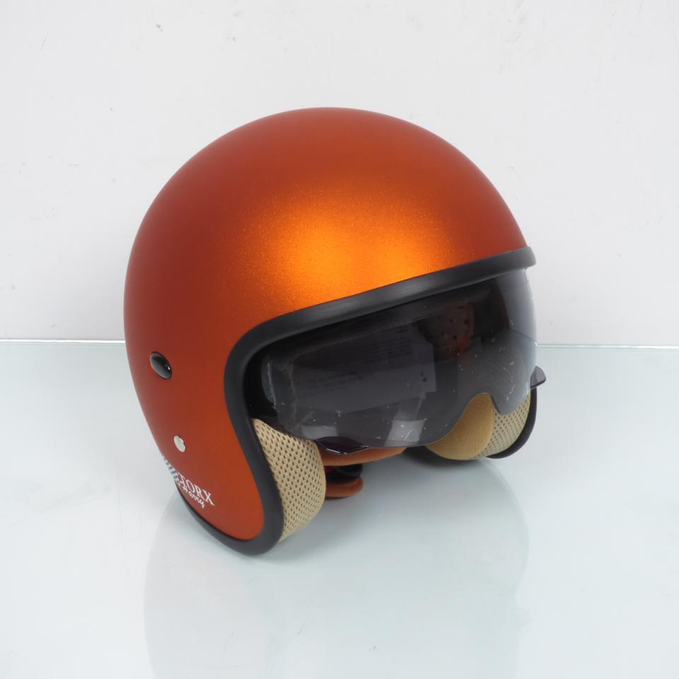 Casque moto jet Torx Harry Glitter Matt orange pour homme / femme Taille M Neuf