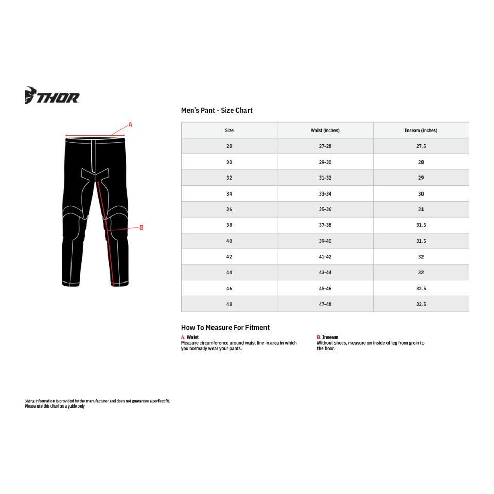 Pantalon de moto cross enduro noir taille 44 US34 pour homme femme Thor Pulse