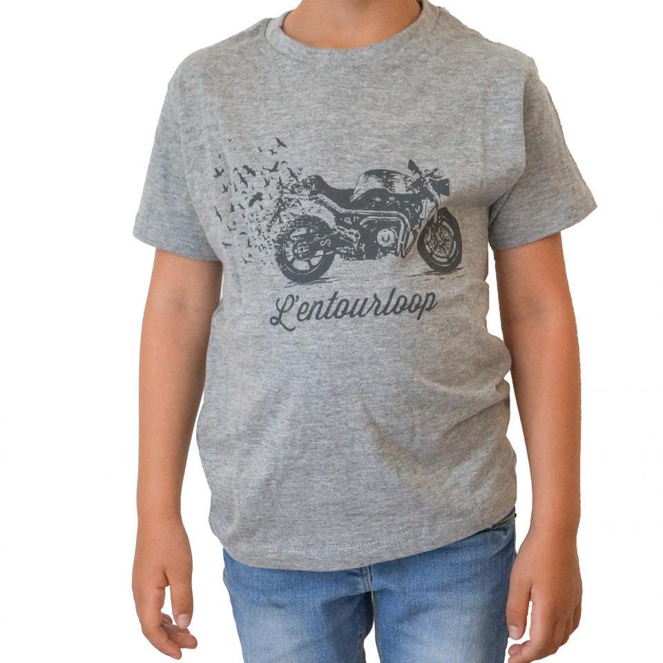 Tee Shirt Kid Enfant pour moto L'Entourloop Birdy Gris taille 8 ans