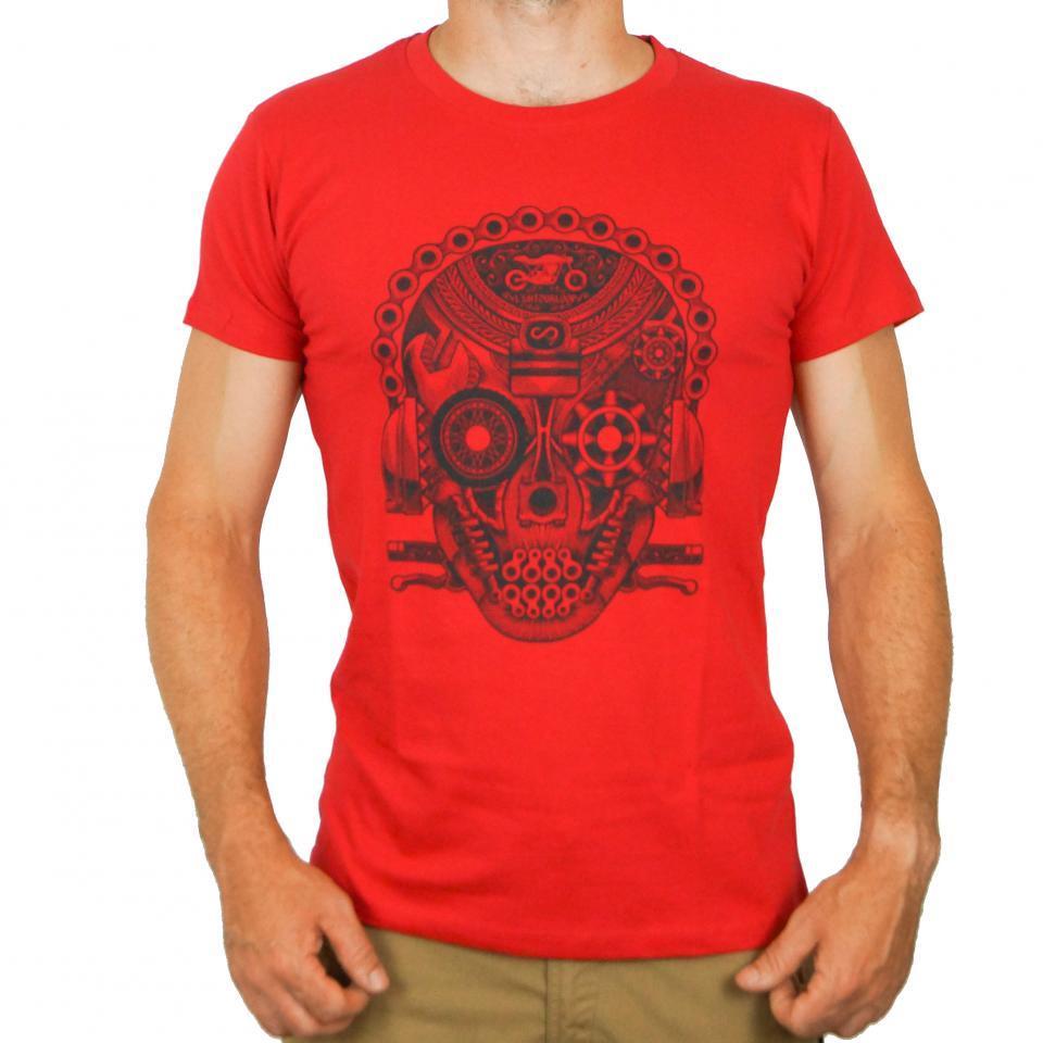 Tee Shirt pour moto Homme L'entourloop Skull Rouge taille S