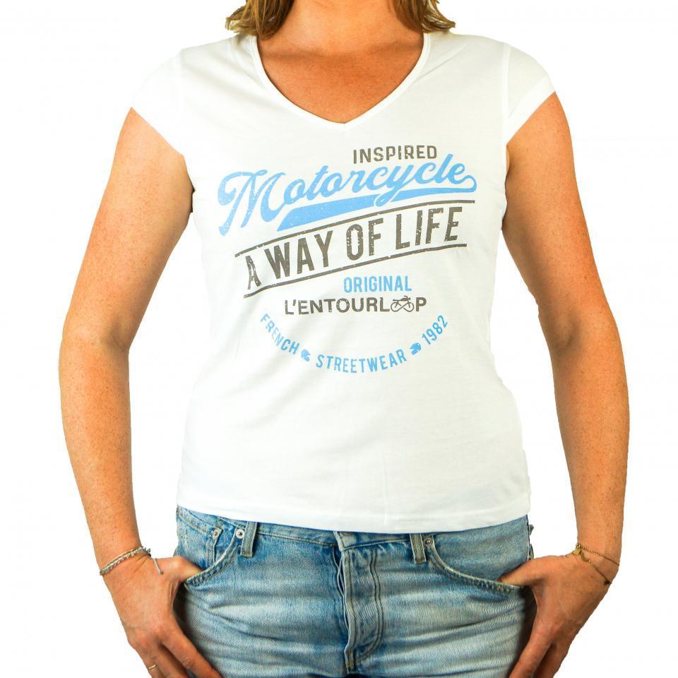 Tee Shirt pour moto Femme L'Entourloop Original Blanc taille L Lady