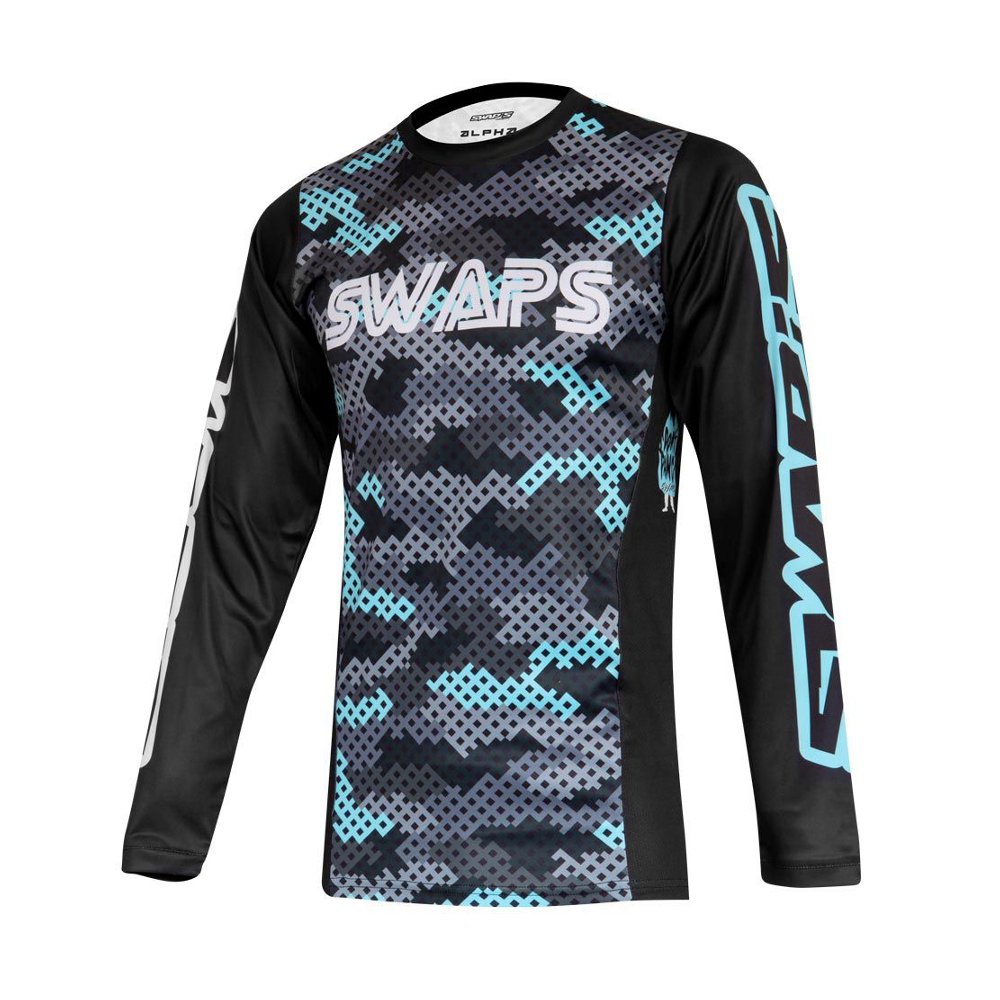 T-Shirt maillot Swaps Camo Kid bleu pour moto enduro cross Taille L enfant Neuf