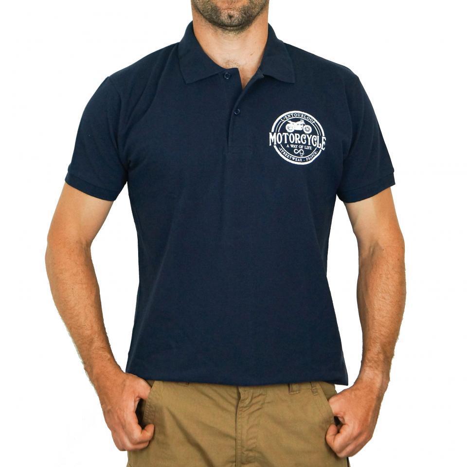 Polo pour moto Homme L'entourloop Patch Navy taille XL