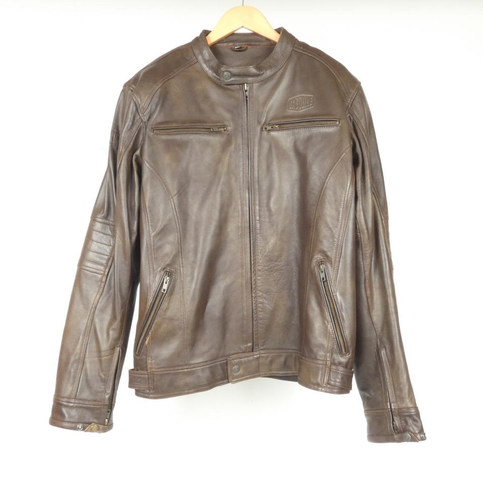 Blouson veste cuir pour moto Gasoline Taille XXL Scrambler vintage marron Neuf