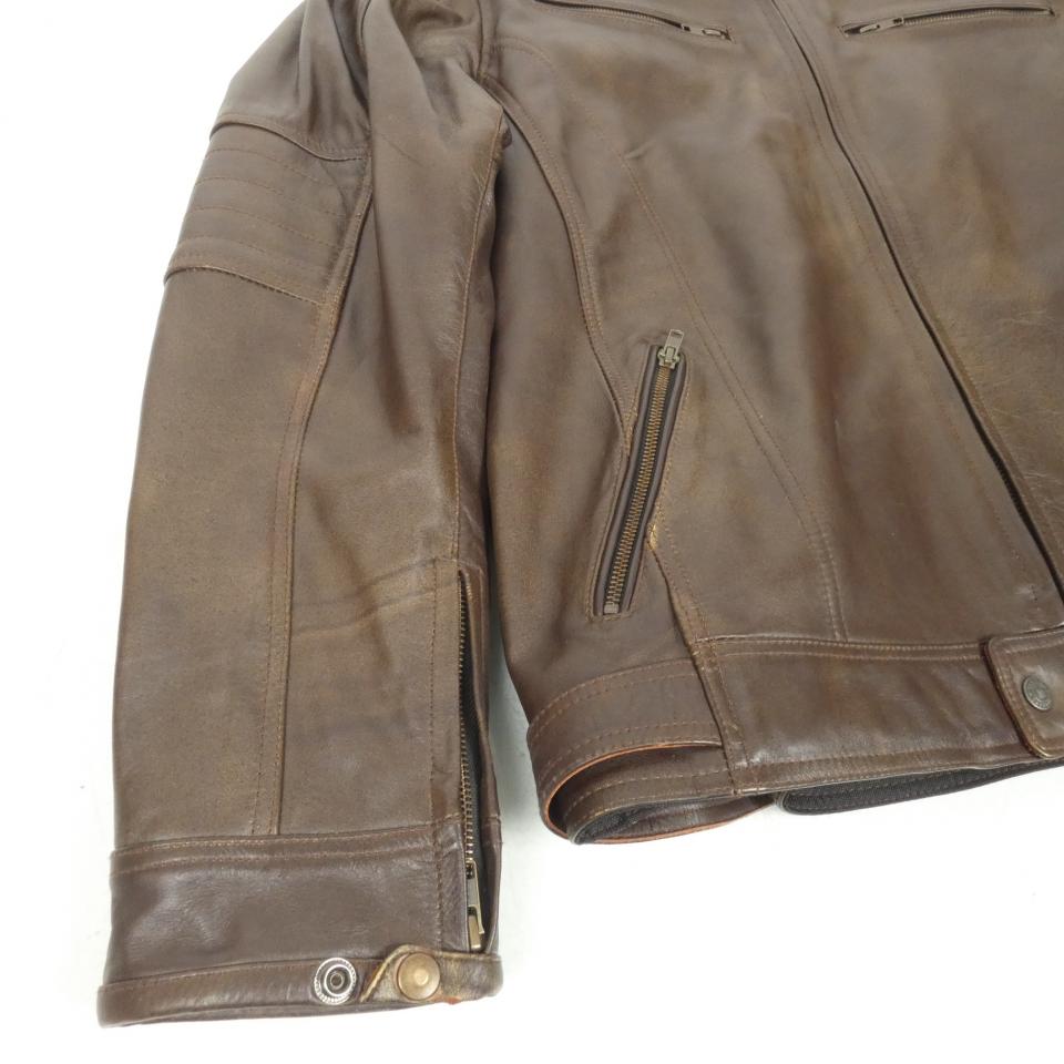 Blouson veste cuir pour moto Gasoline Taille XXL Scrambler vintage marron Neuf