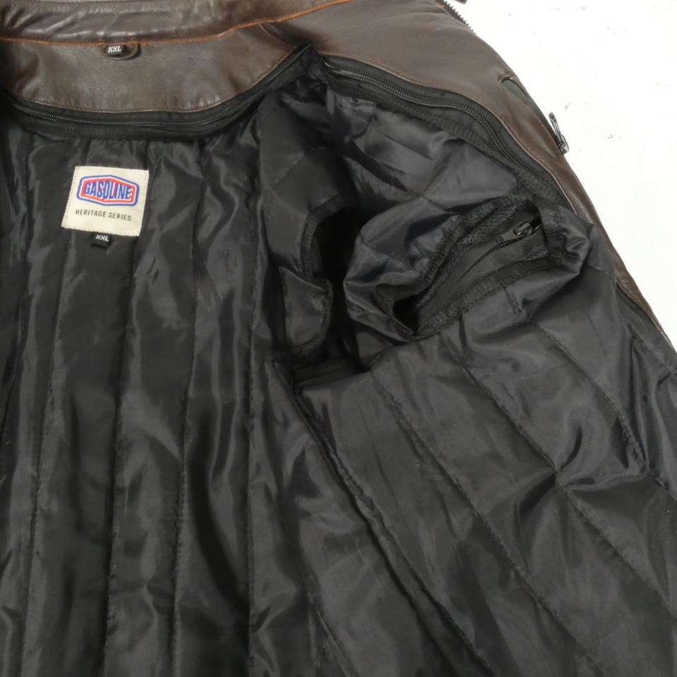 Blouson veste cuir pour moto Gasoline Taille XXL Scrambler vintage marron Neuf