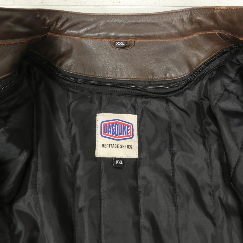 Blouson veste cuir pour moto Gasoline Taille XXL Scrambler vintage marron Neuf