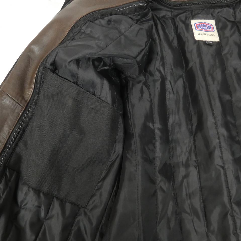 Blouson veste cuir pour moto Gasoline Taille XXL Scrambler vintage marron Neuf