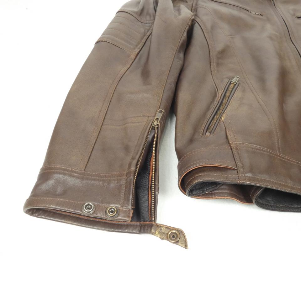 Blouson veste cuir pour moto Gasoline Taille XXL Scrambler vintage marron Neuf