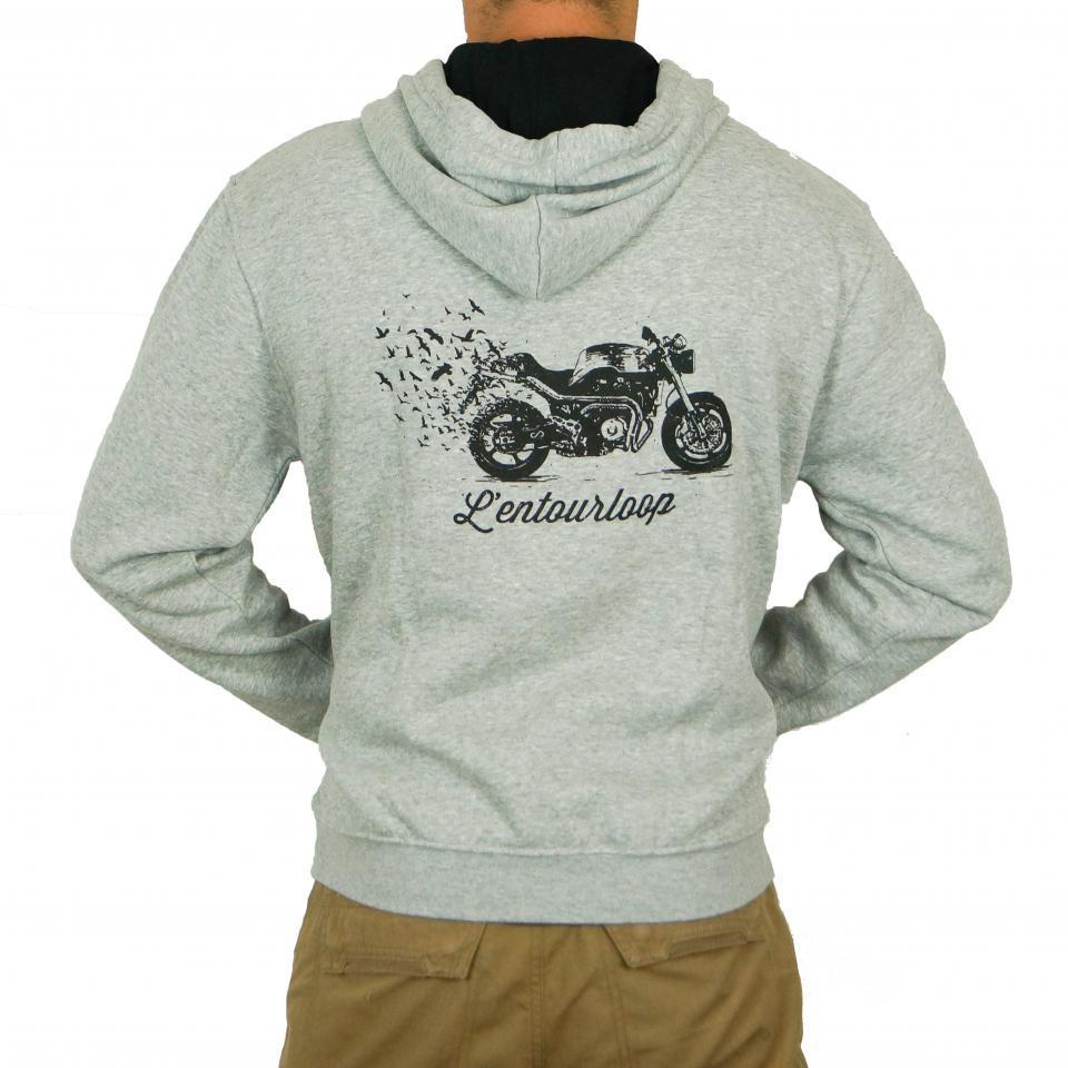 Sweat capuche pour moto Homme L'entourloop Birdy Gris taille L