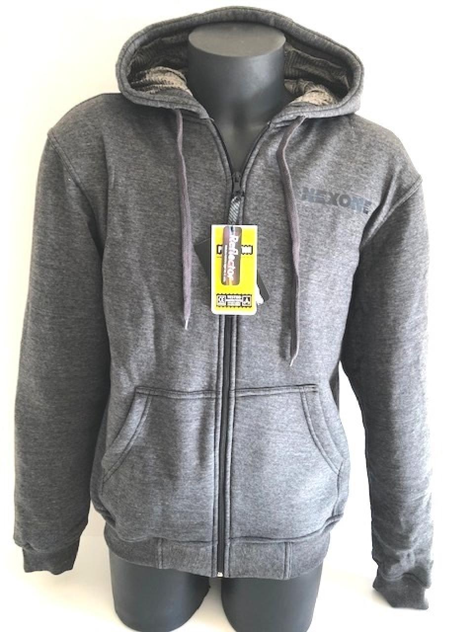 Sweat à capuche pour moto route Nexone taille S gris protection dorsale homologué CE