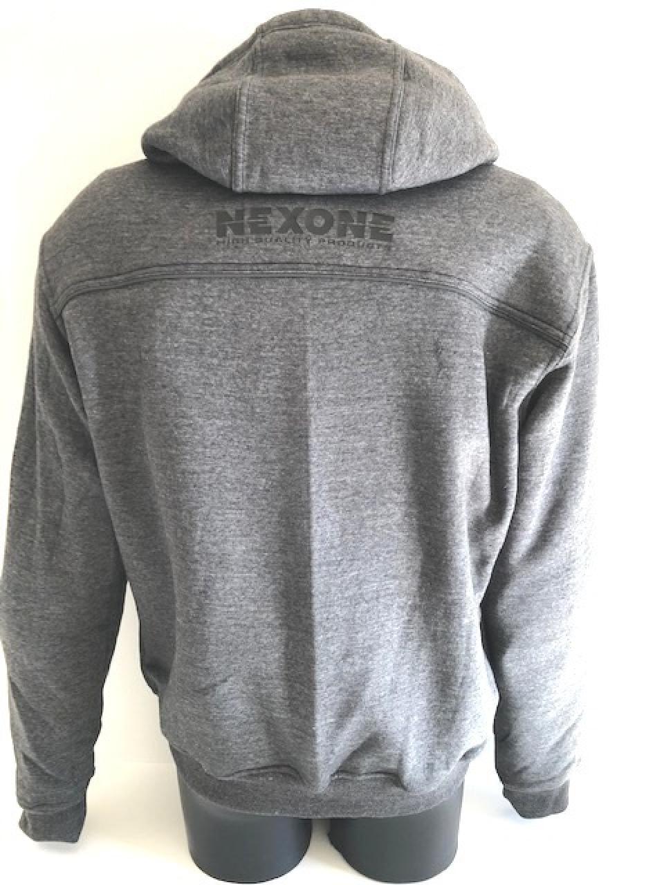 Sweat à capuche pour moto route Nexone taille S gris protection dorsale homologué CE