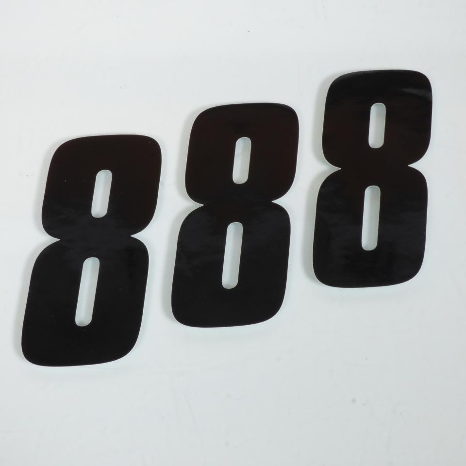 Lot de 3 sticker autocollant numéro de course huit 8 noir Blackbird 100x50 pour moto