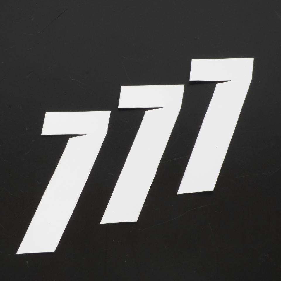 3 sticker autocollant numéro de course sept 7 blanc Blackbird 100x50 pour motocross