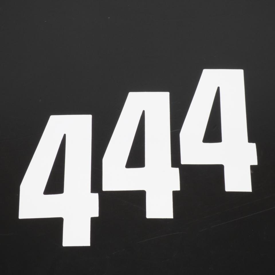 3 sticker autocollant numéro de course quatre 4 blanc Blackbird 130x70 pour motocross