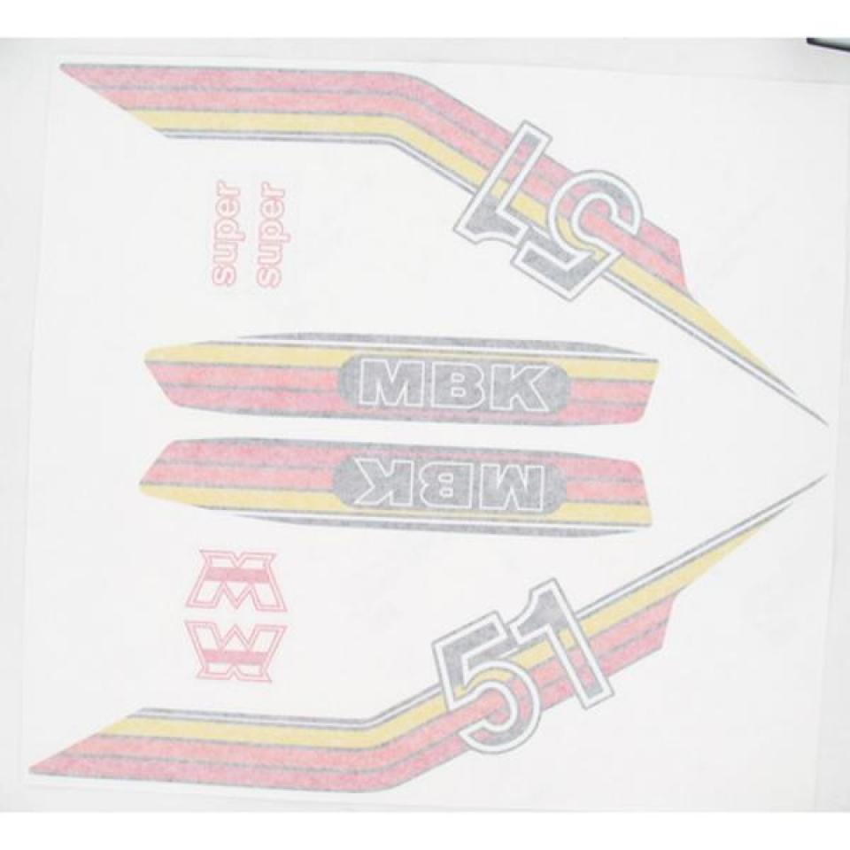 Planche 8 autocollant sticker orange rouge jaune pour mobylette MBK 50 51 Super