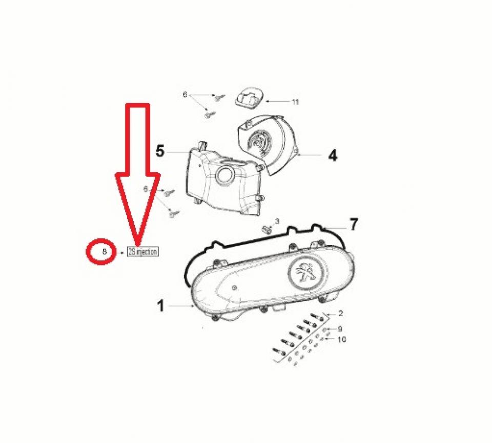 Autocollant 2S Injection tech pour scooter Peugeot 50 Speedfight 4 11794769/20
