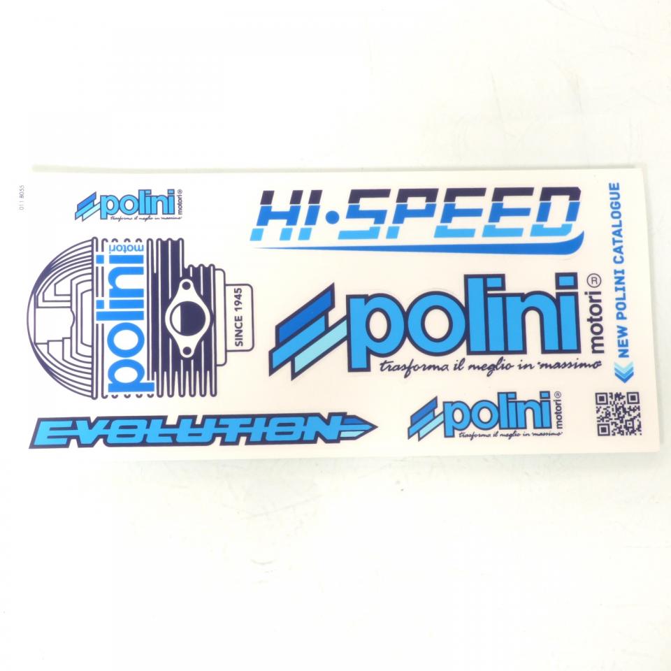 Planche de 6 autocollant stickers Polini bleu pour moto scooter 011.8055 Neuf