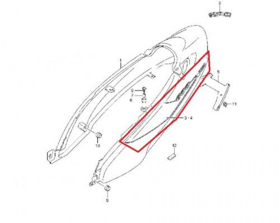 Autocollant cache pour moto Suzuki 600 GSXF 2004 à 2006 68145-08F20-BWB Neuf