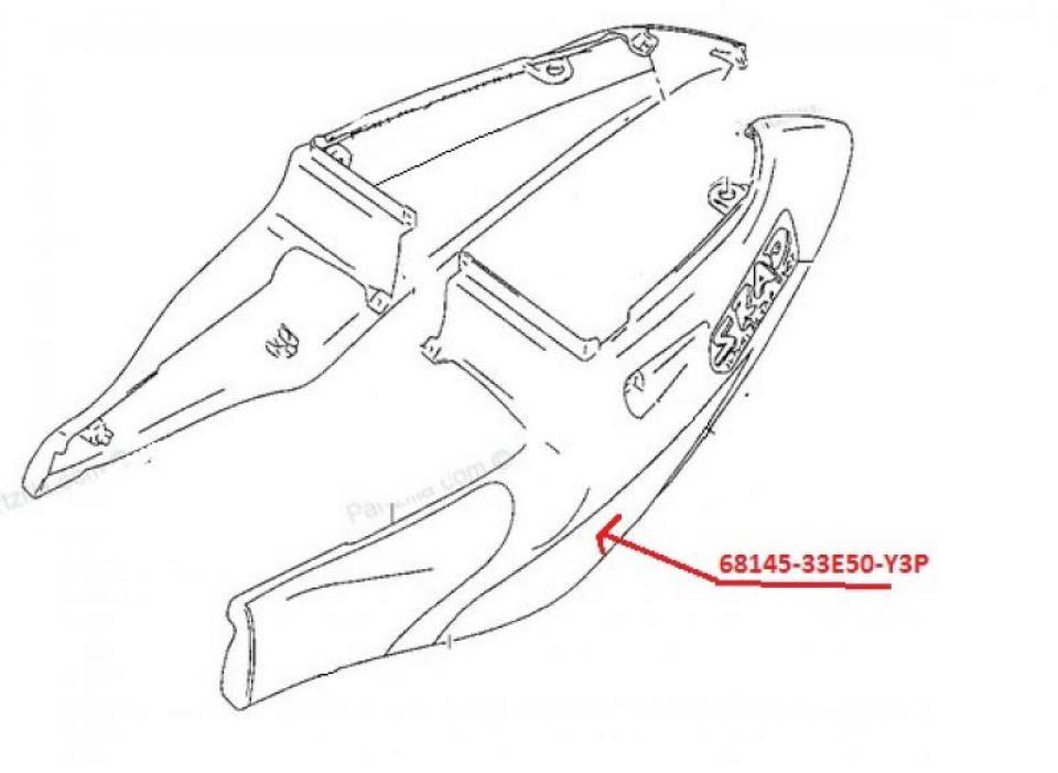 Autocollant coque arriere bleu pour moto Suzuki 750 GSXR 68145-33E50-Y3P destockage
