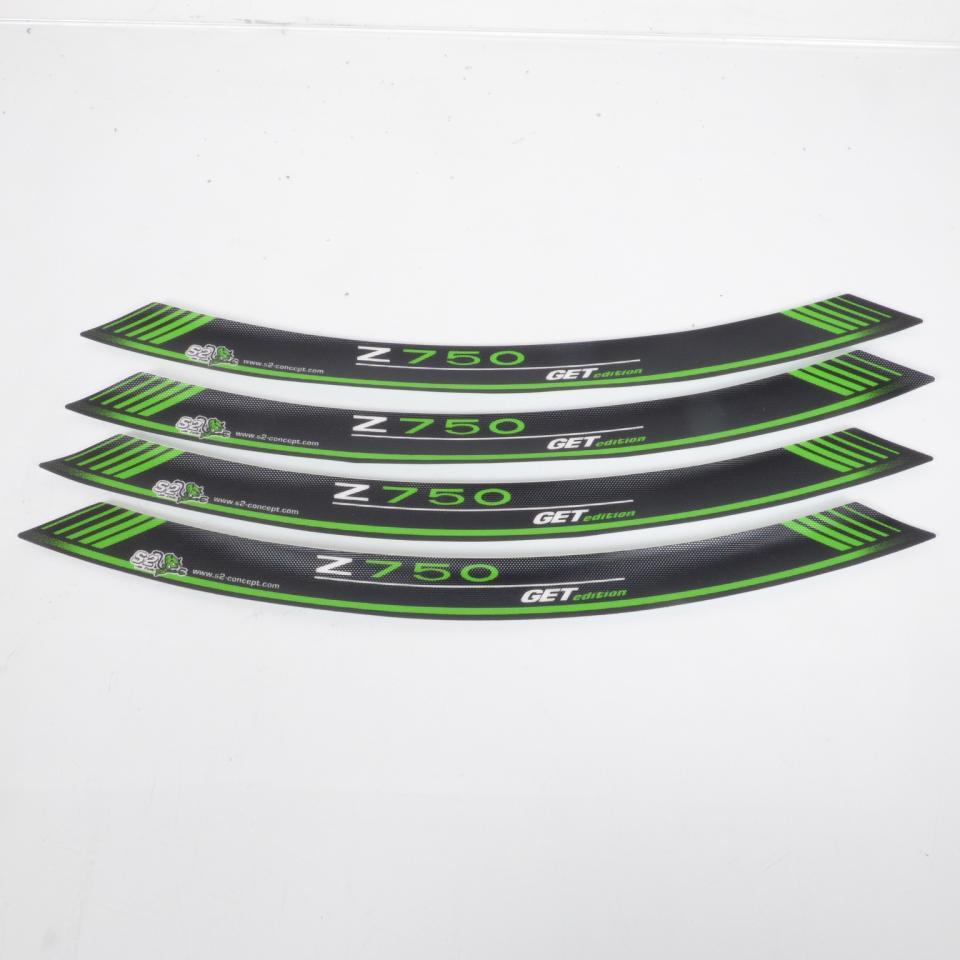 Liseret de jante autocollant S2 Concept vert noir pour moto Kawasaki 750 Z Neuf