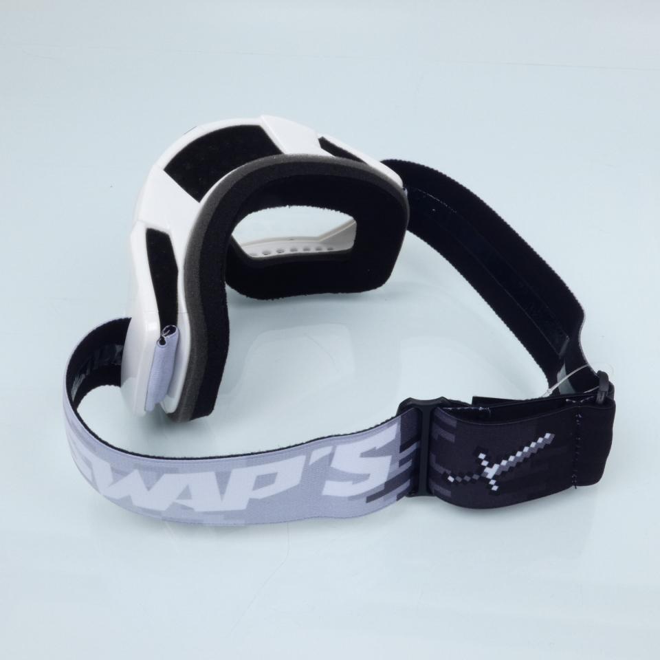 Masque lunette cross Swaps Pixel blanc pour moto supermotard enduro cross Neuf