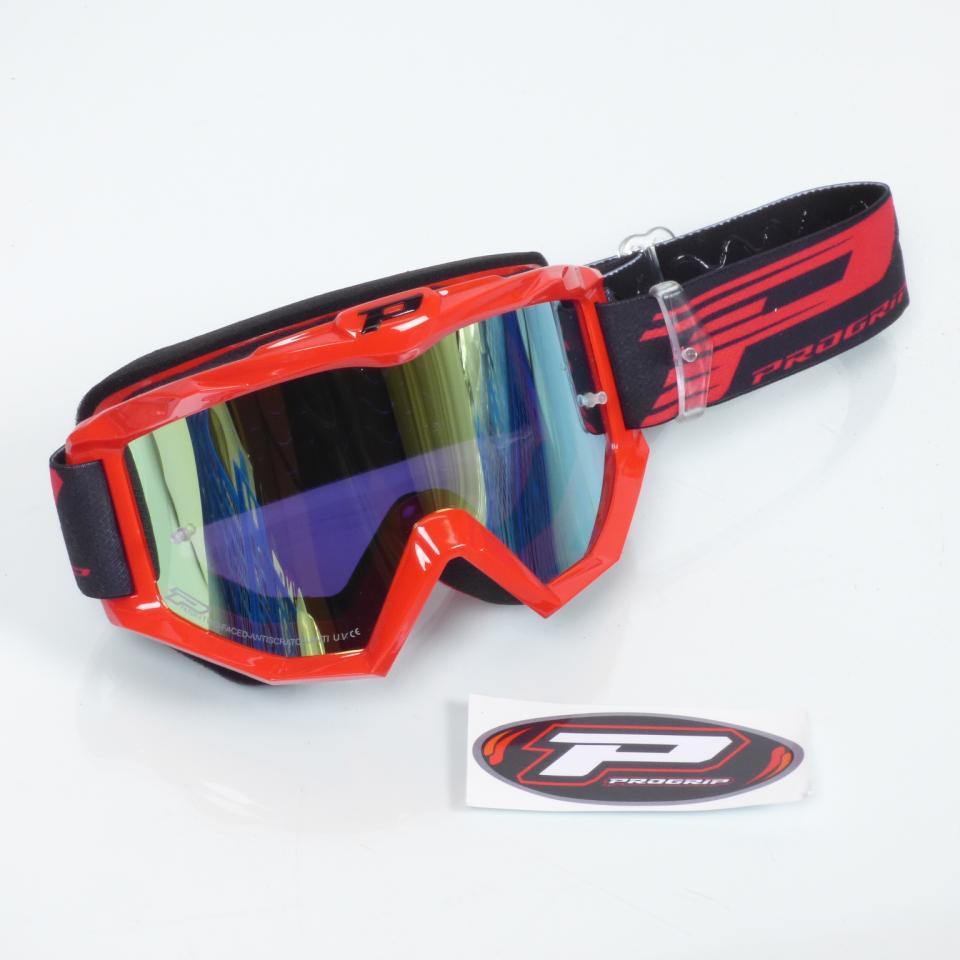 Lunette masque pour moto supermotard enduro cross Pro Grip 3201 FATZAKI rouge miroir