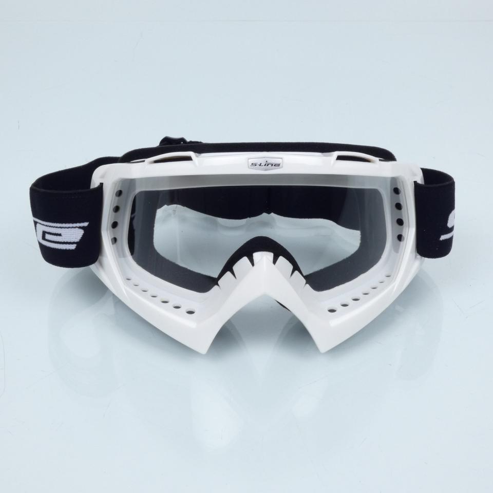 Masque lunette cross S-Line Cross Eco blanc pour moto supermotard TT Neuf