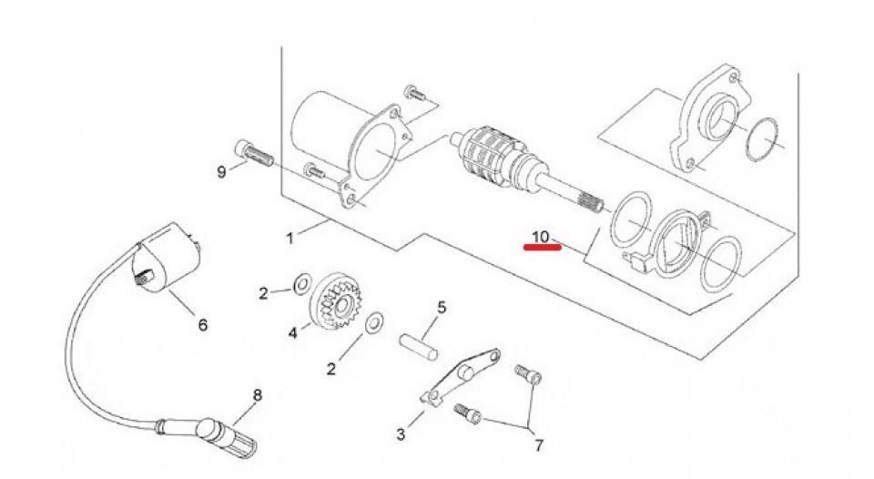 Porte balais charbon démarreur pour scooter Aprilia 50 Area 51 AP8224093f