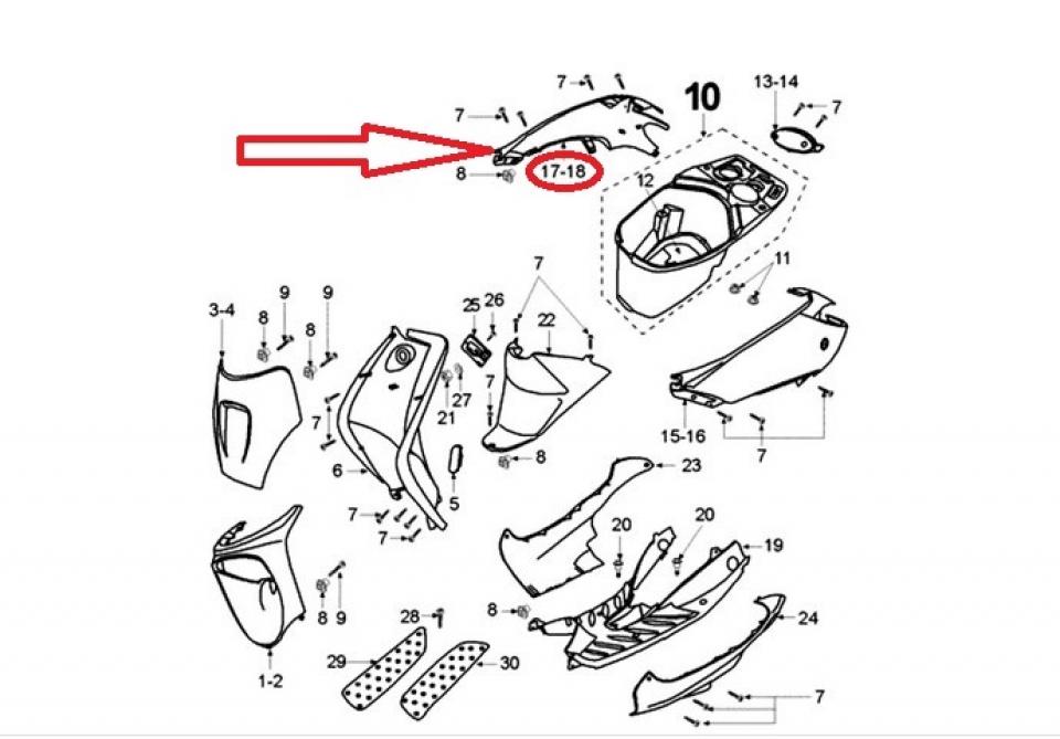 Coque ARD pour scooter Peugeot 50 Vivacity 1174049400 1174049301 740493 Occasion