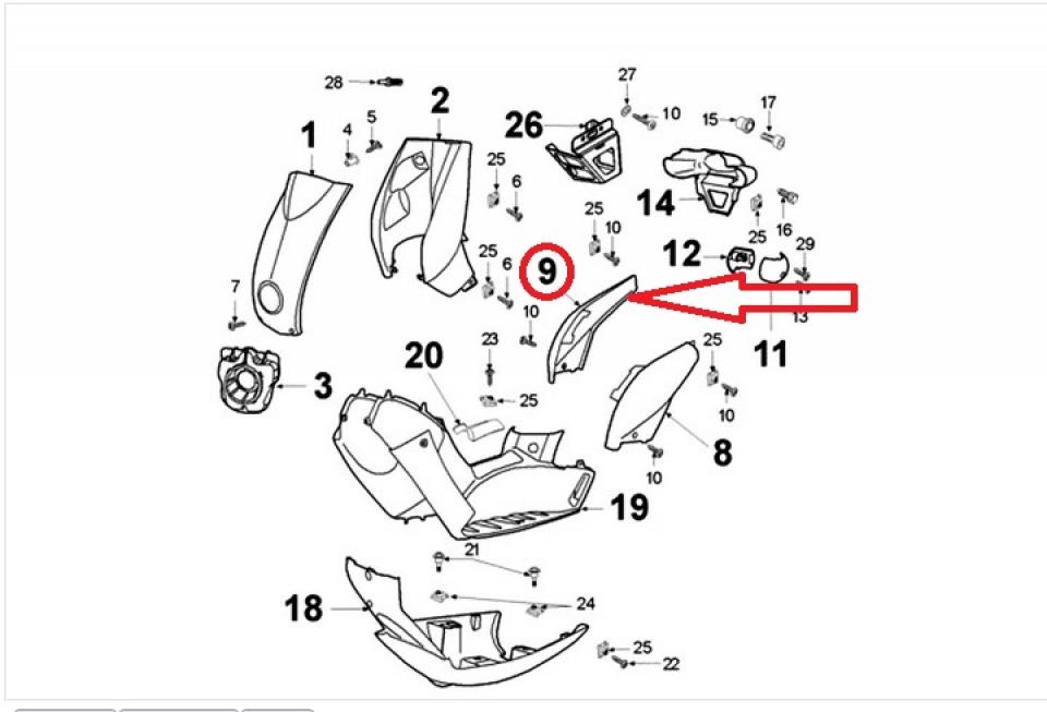 Coque arrière droite origine pour Scooter Peugeot 50 Ludix Trend 10P 2004 à 2007 1177143773 / 762100N / Noir Neuf