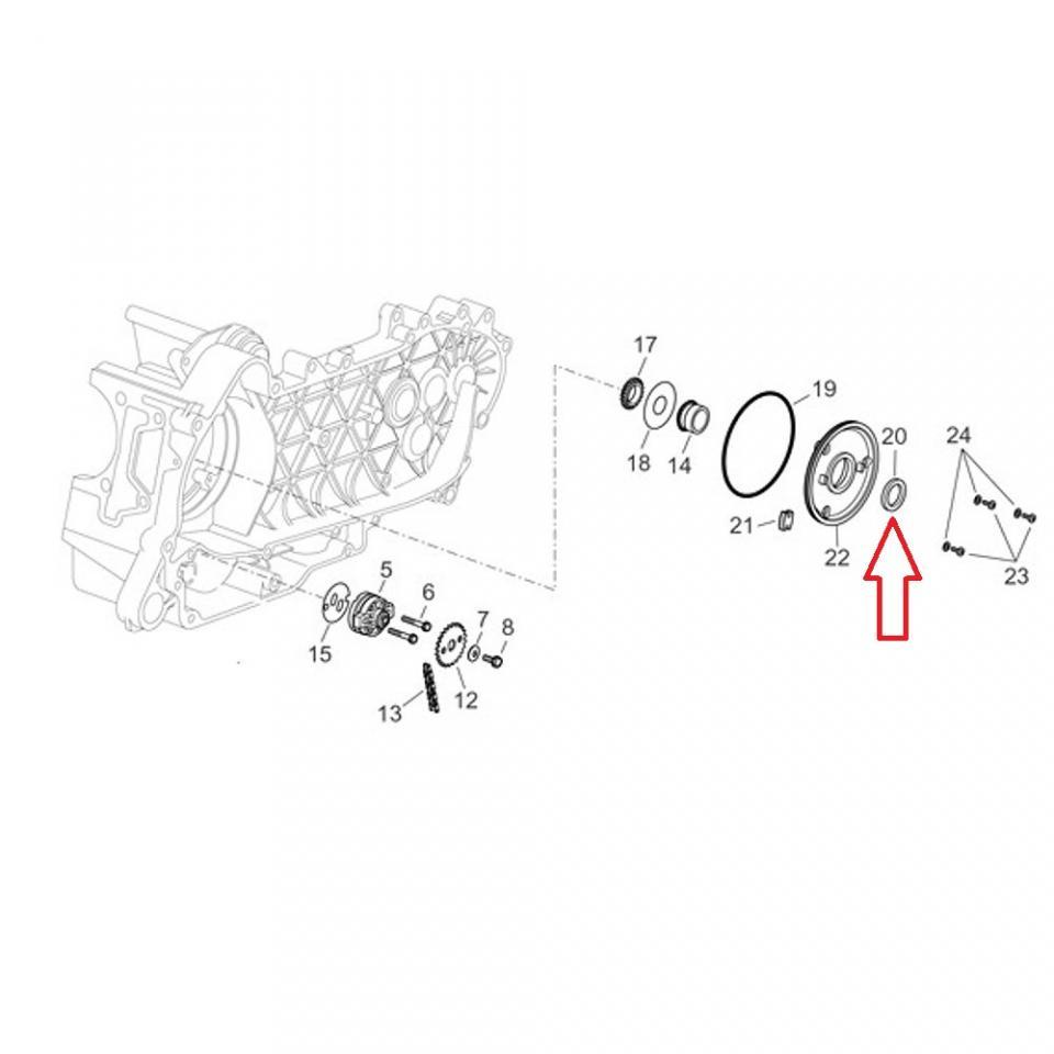 Joint spi moteur origine pour Scooter Derbi 125 Rambla 2008 à 2013 82538R / 24x35x7mm Neuf