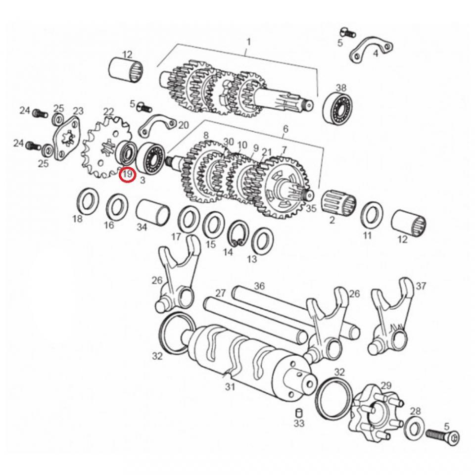 Joint spi moteur origine pour Moto Derbi 50 Senda Sm 1999 à 2017 00H02800401 / 847019 Neuf