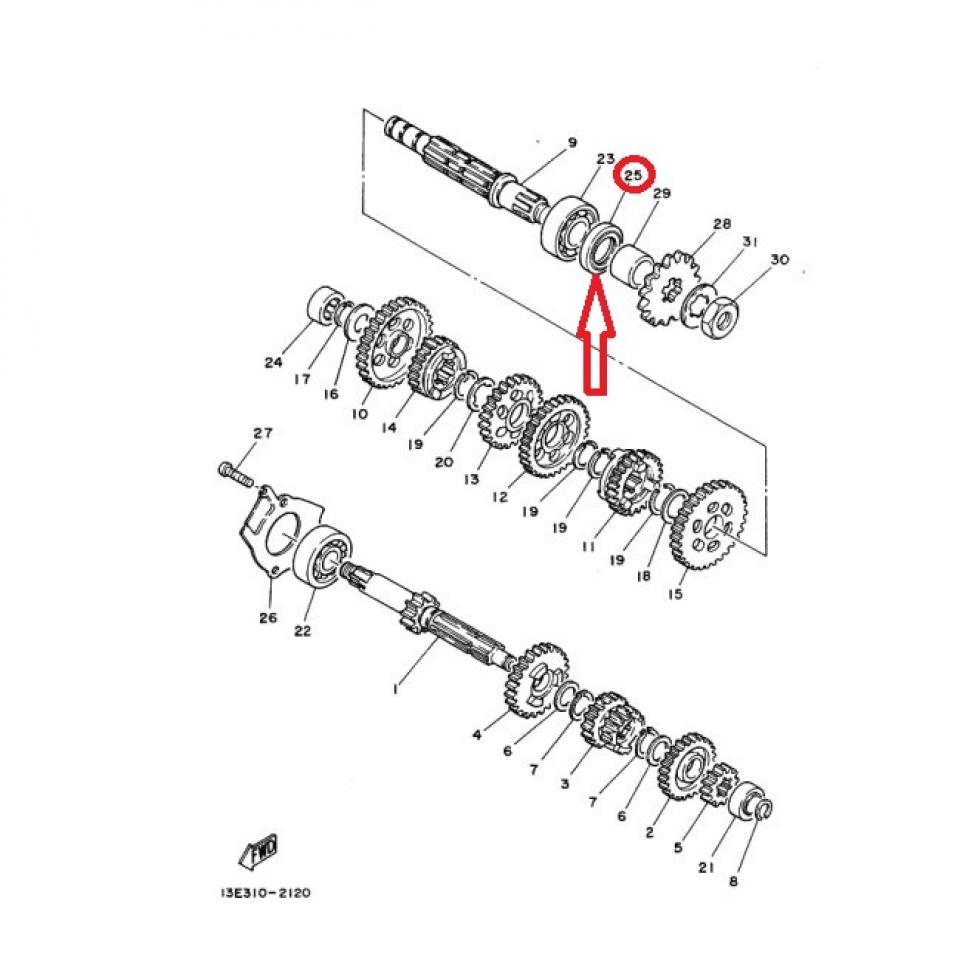 Joint spi moteur origine pour Moto Yamaha 125 DT 1974 à 1981 93102-26042 / 26x38x5mm Neuf