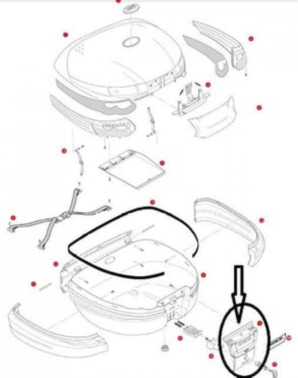 Kit poignée serrure à clé top case Kappa K52 pour deux roues Z900NK Neuf