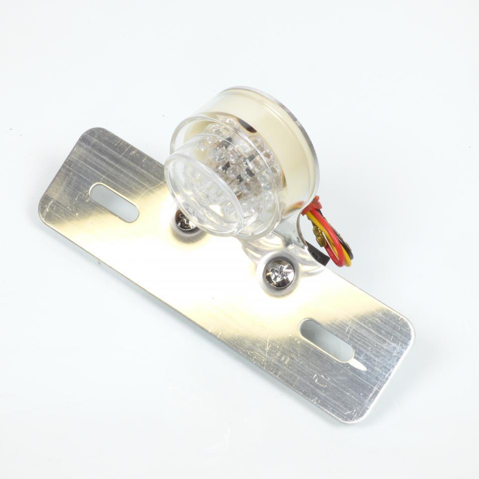 Feu arrière LED 12V cylindrique avec support de plaque alu pour moto cyclo mobylette