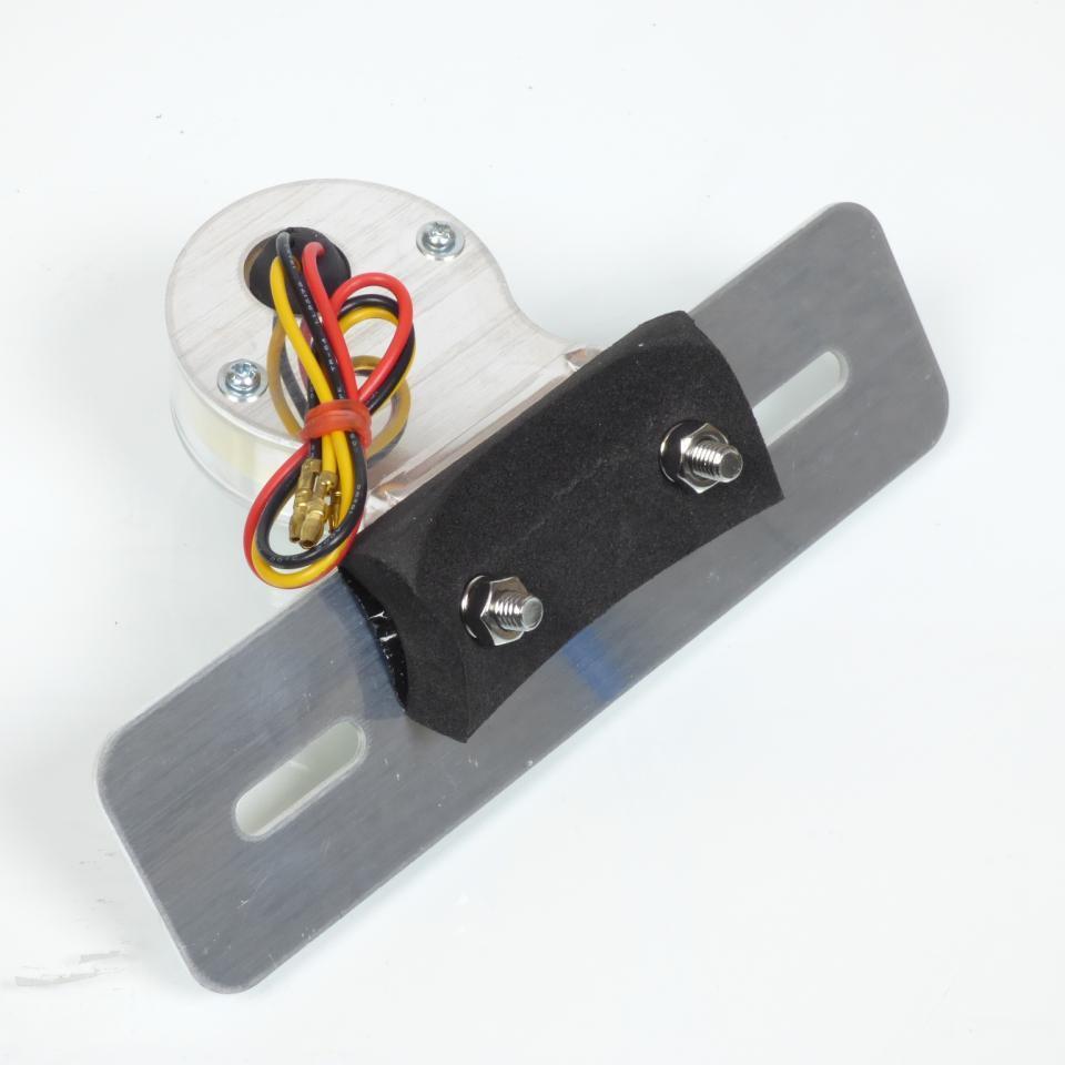 Feu arrière LED 12V cylindrique avec support de plaque alu pour moto cyclo mobylette