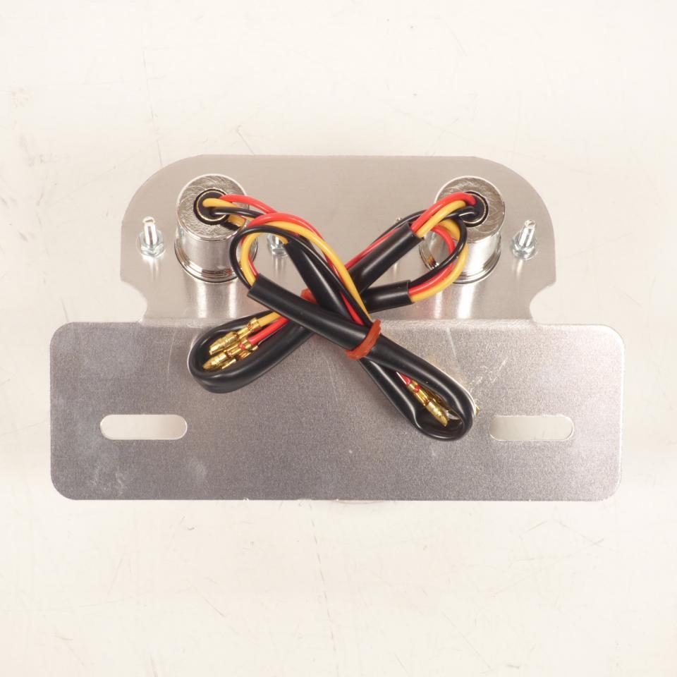 Double feu arrière rond avec support de plaque alu pour moto custom cyclo mobylette